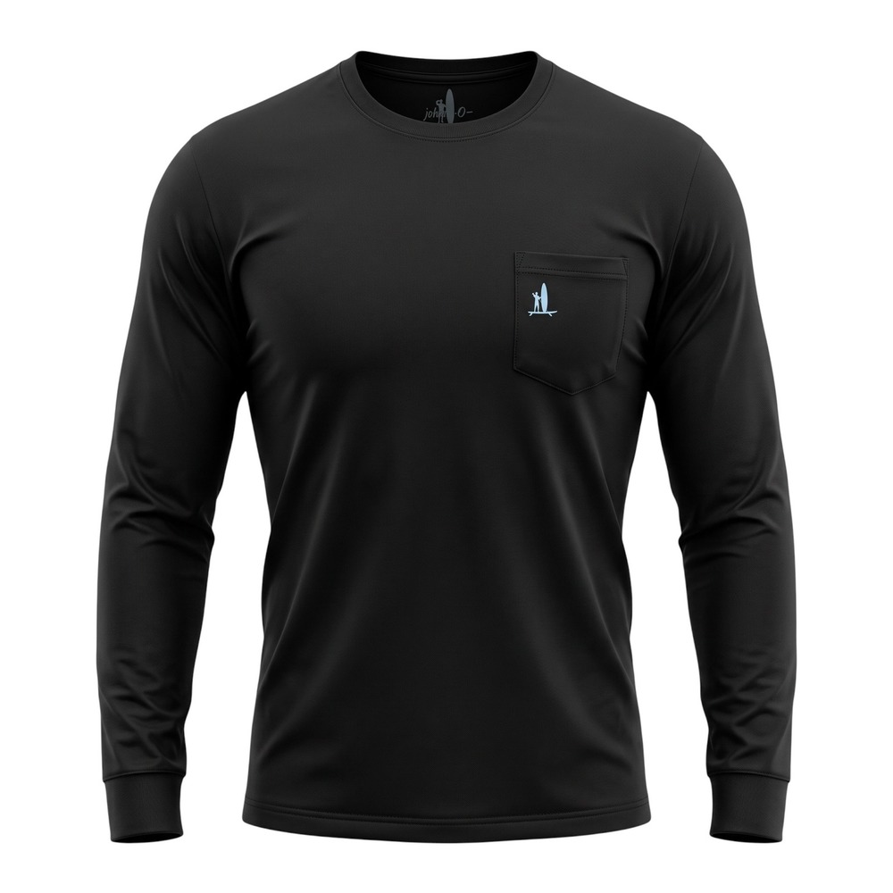 johnnie-O Mens Brennan Long Sleeve Pocket Tee Black JMLT2190 Size M